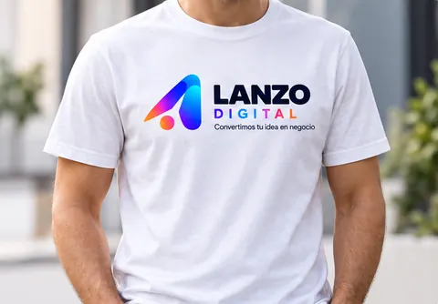 Camiseta blanca con el logo de LANZO DIGITAL