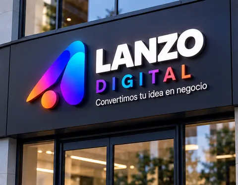 Aviso luminoso de LANZO DIGITAL en una fachada