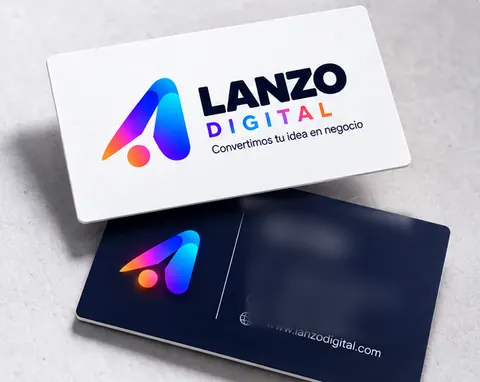 Tarjetas de presentación con el logo de LANZO DIGITAL